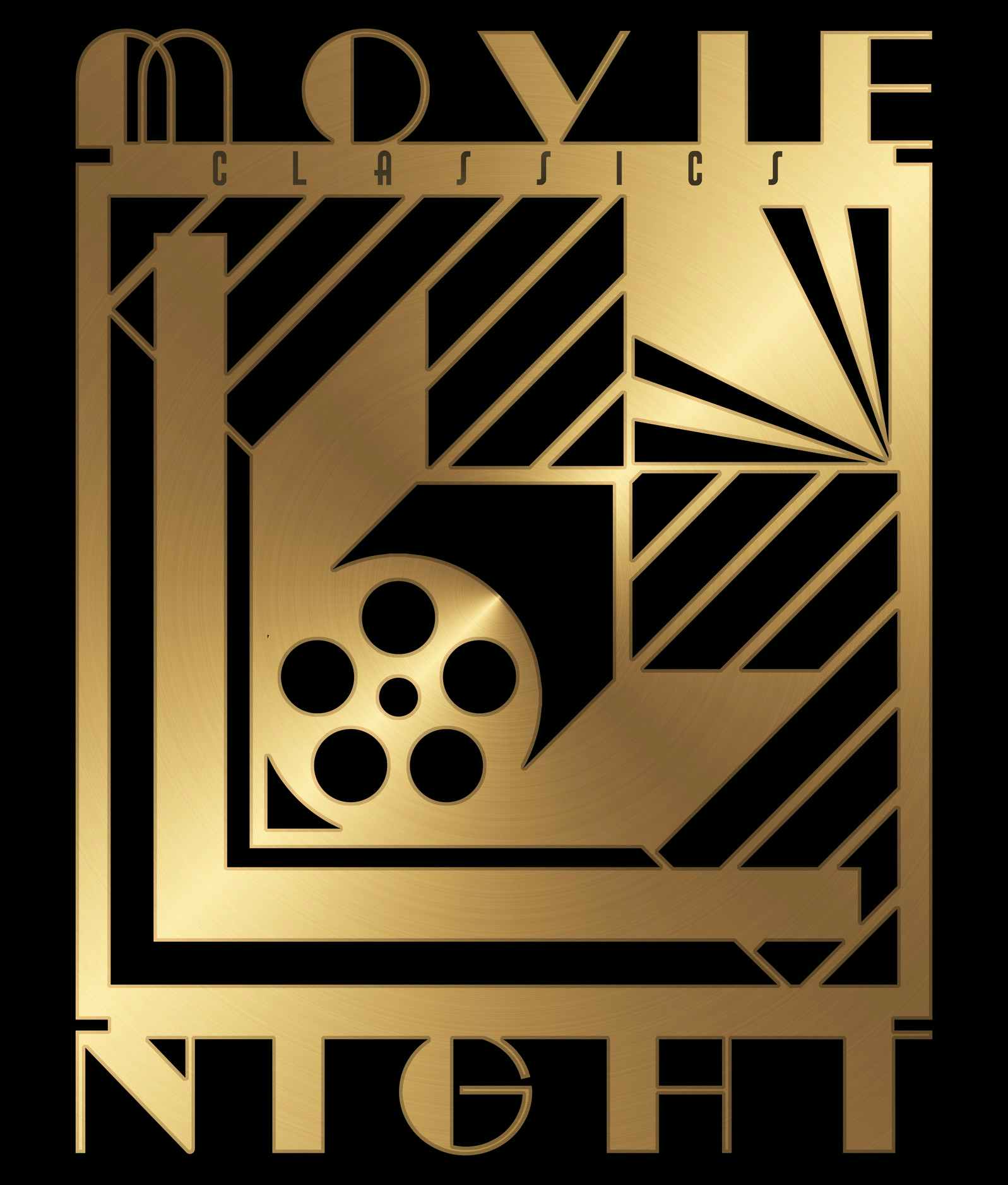 Black and Gold Art Deco Style Poster that reads Classic Movie Night