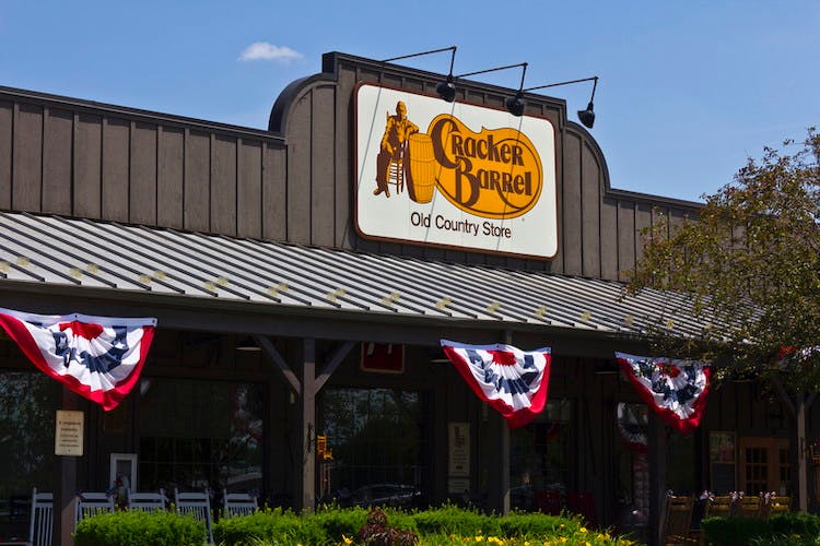 Exterior of a Cracker Barrel restaurant