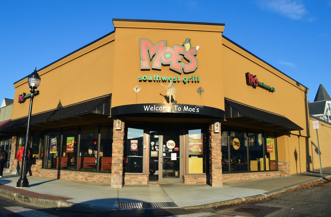 The front of a Moe's Southwest Grill restaurant.
