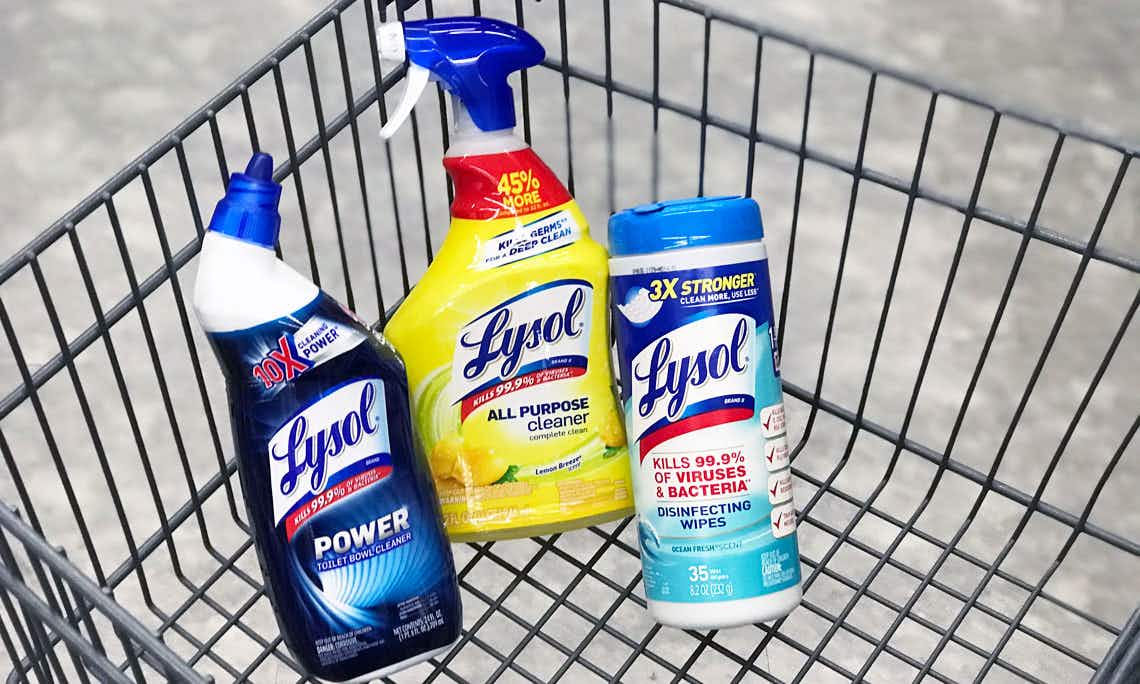 shopping cart with lysol products