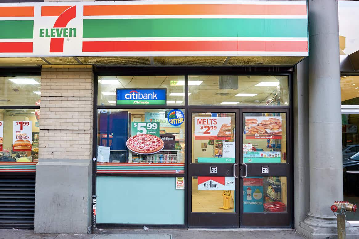 A 7 Eleven storefront.