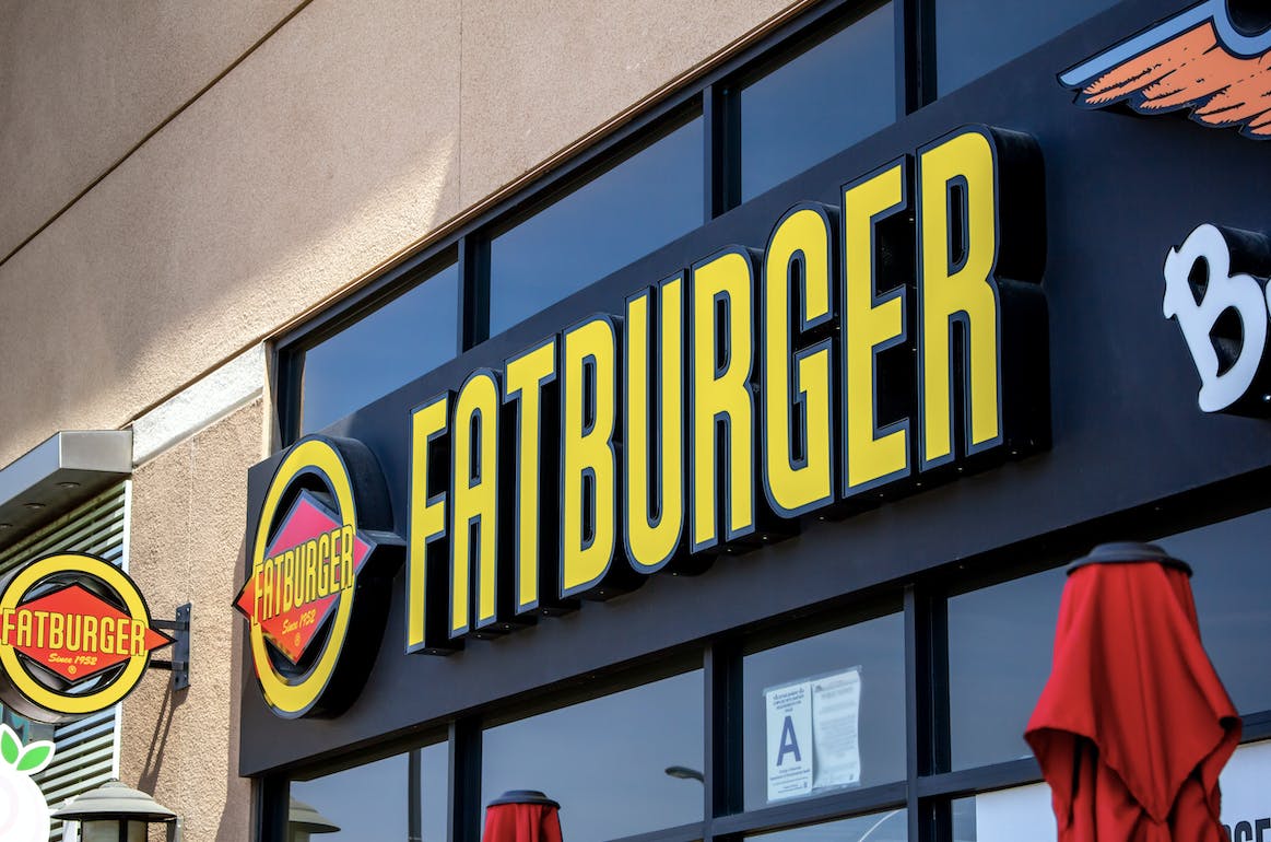 Yellow Fatburger sign