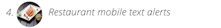 Food on a plate with the words restaurant mobile text alerts next to it.