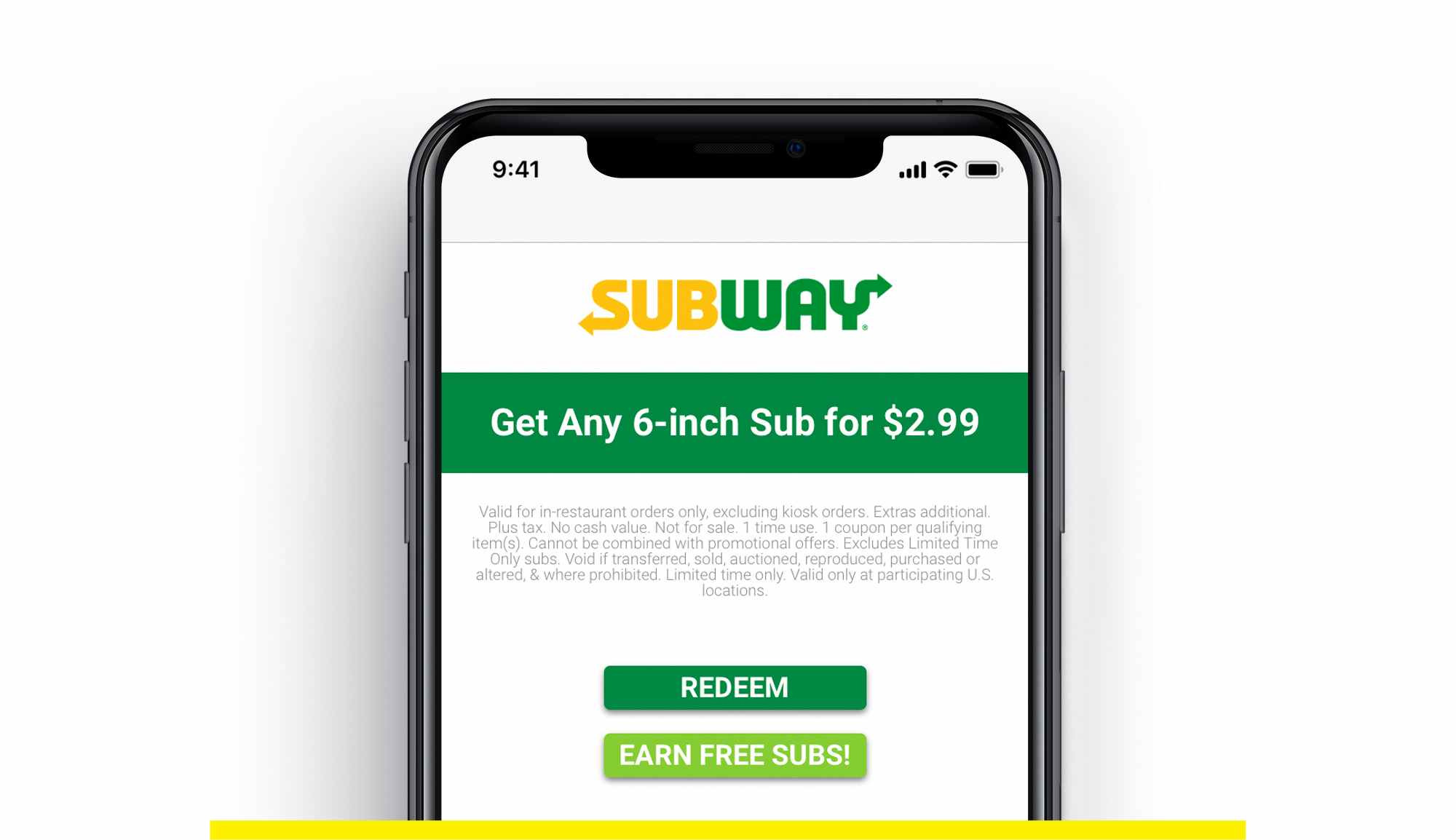 Phone with Subway pulled up