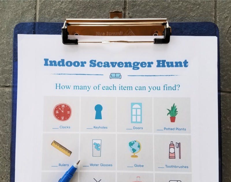 numbers scavenger hunt on clipboard