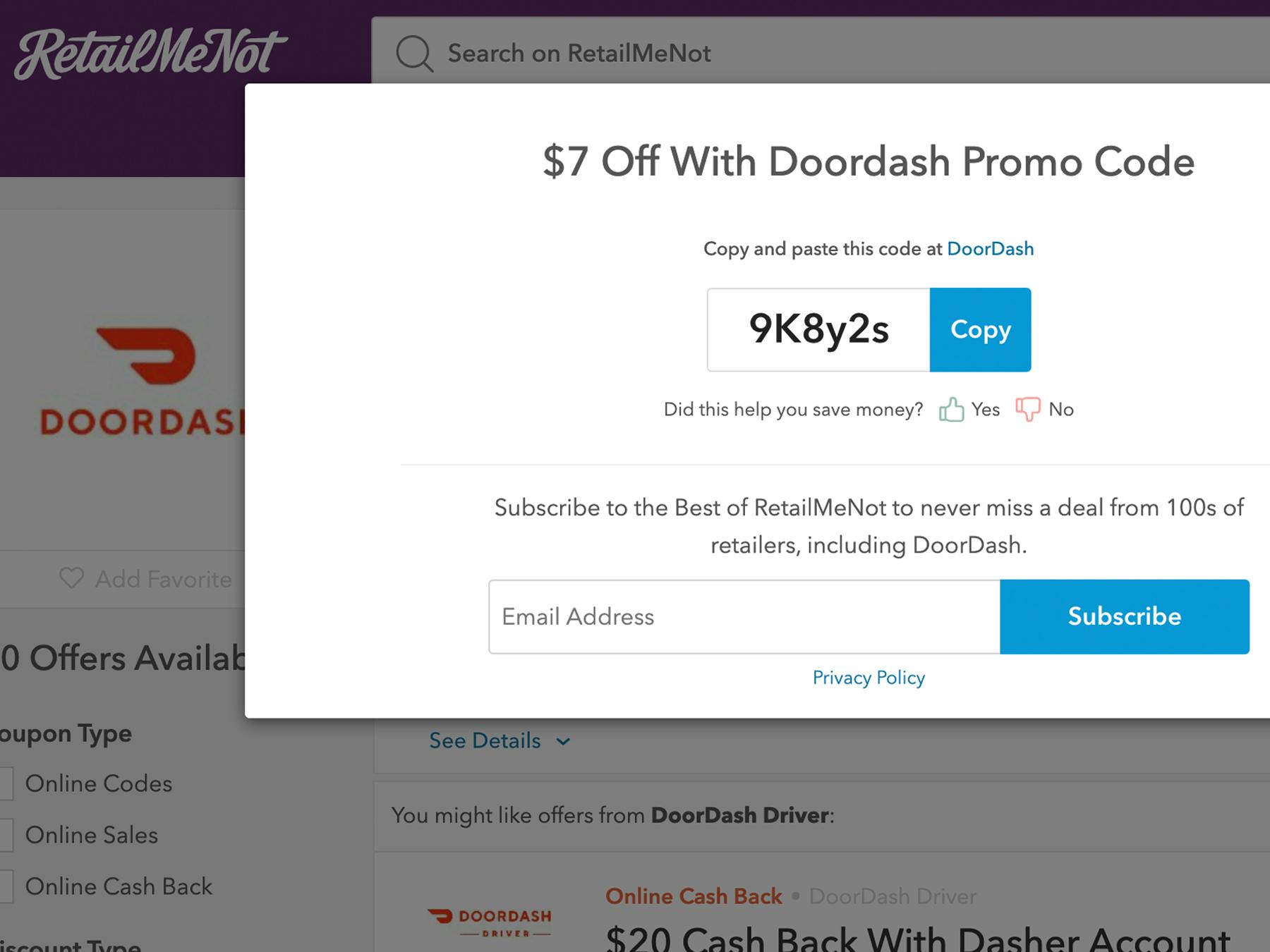 free door dash coupon