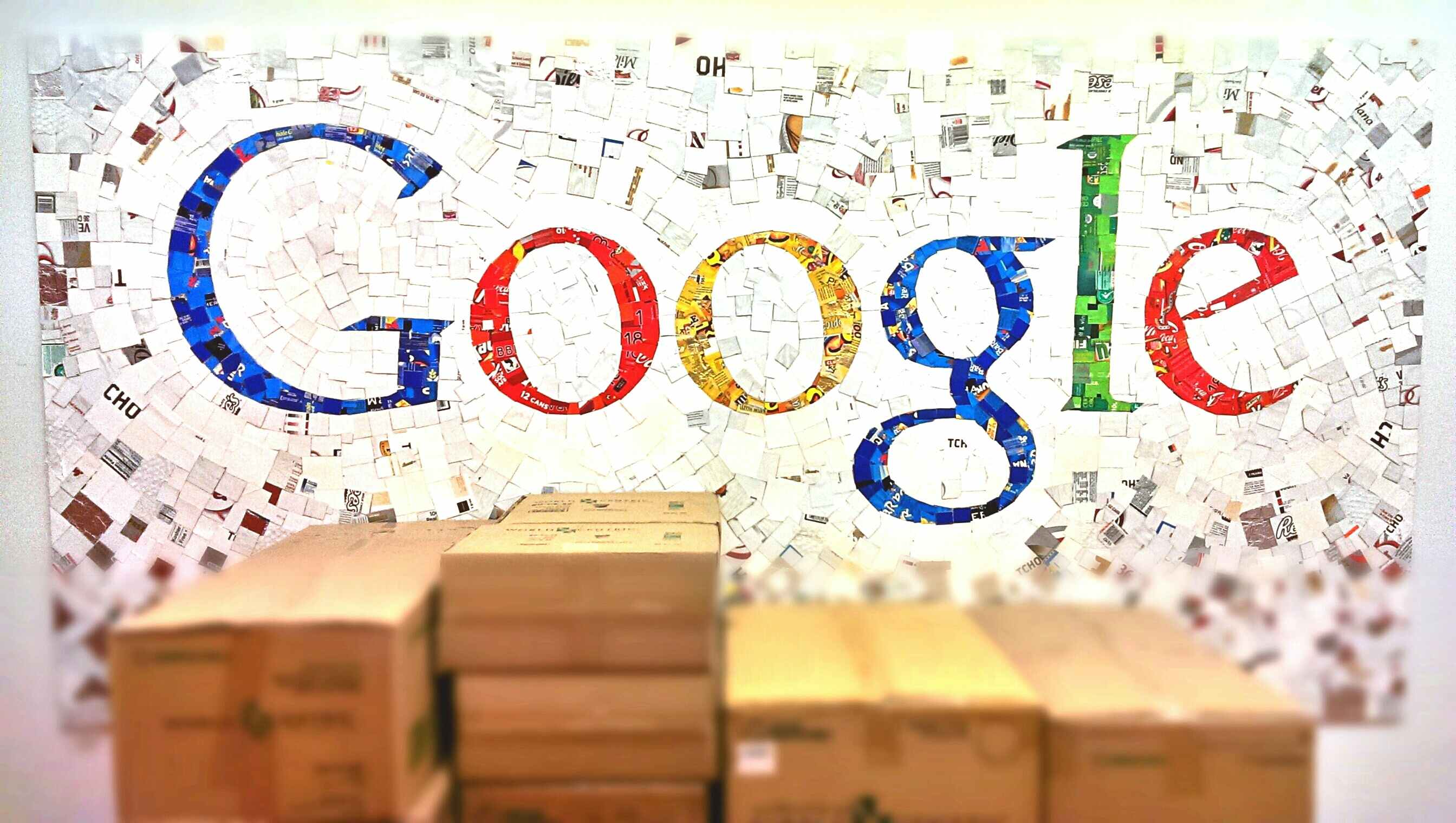 Google logo with boxes in front