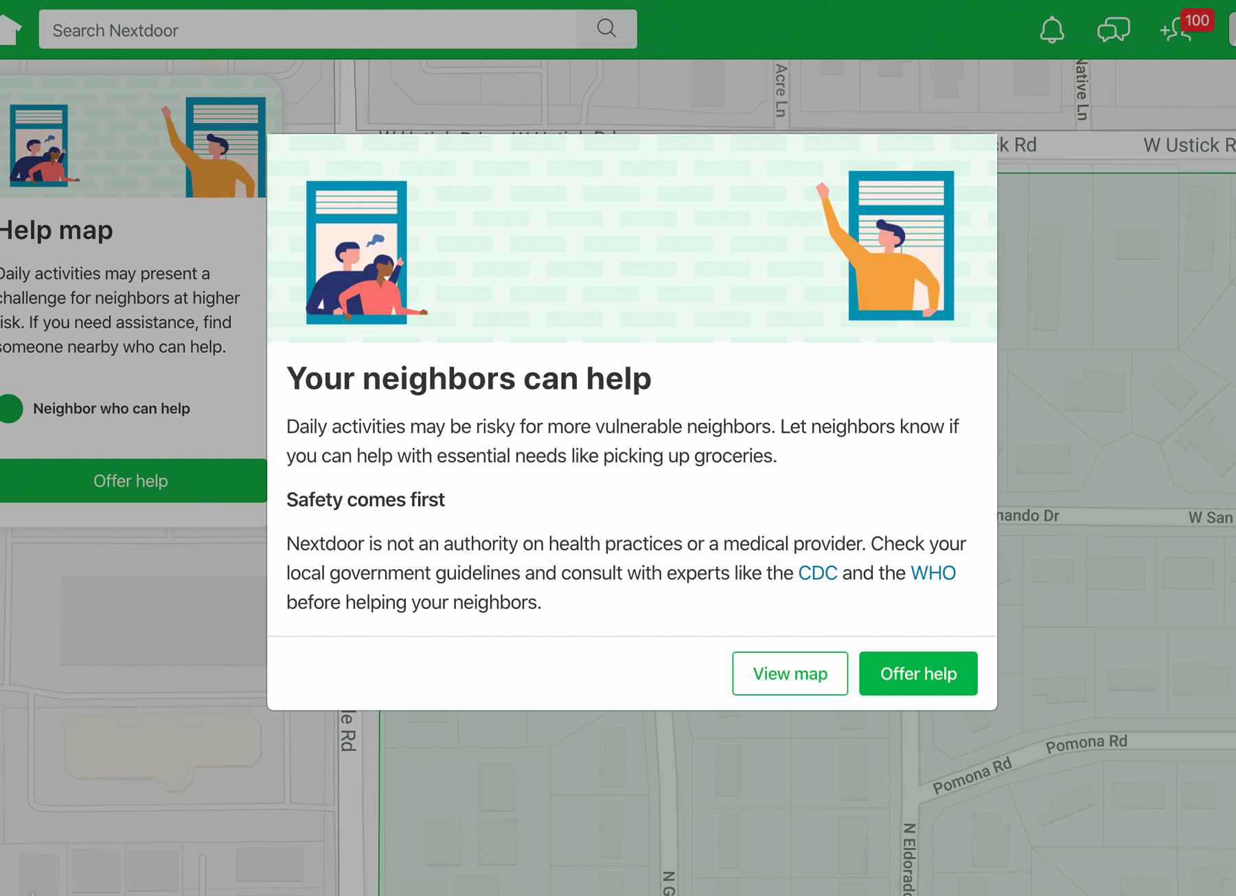 nextdoor.com information page on helping your neighbors doing the coronavirus crisis. 