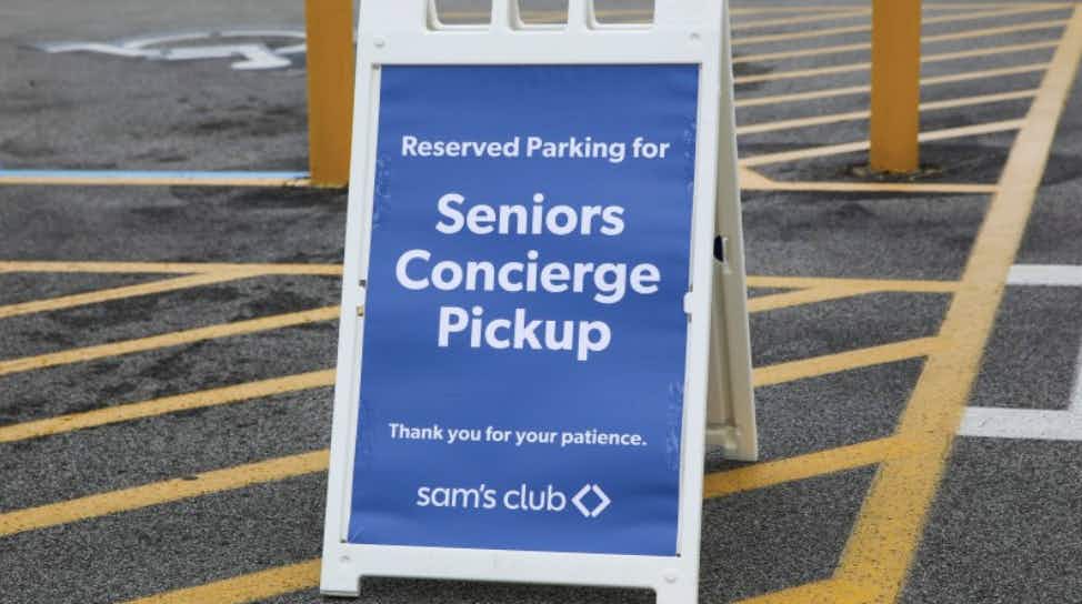 senior concierge pickup sign at Sam's Club