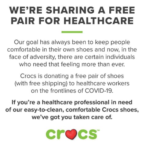 Crocs.com + Healthcare Worker Freebie 