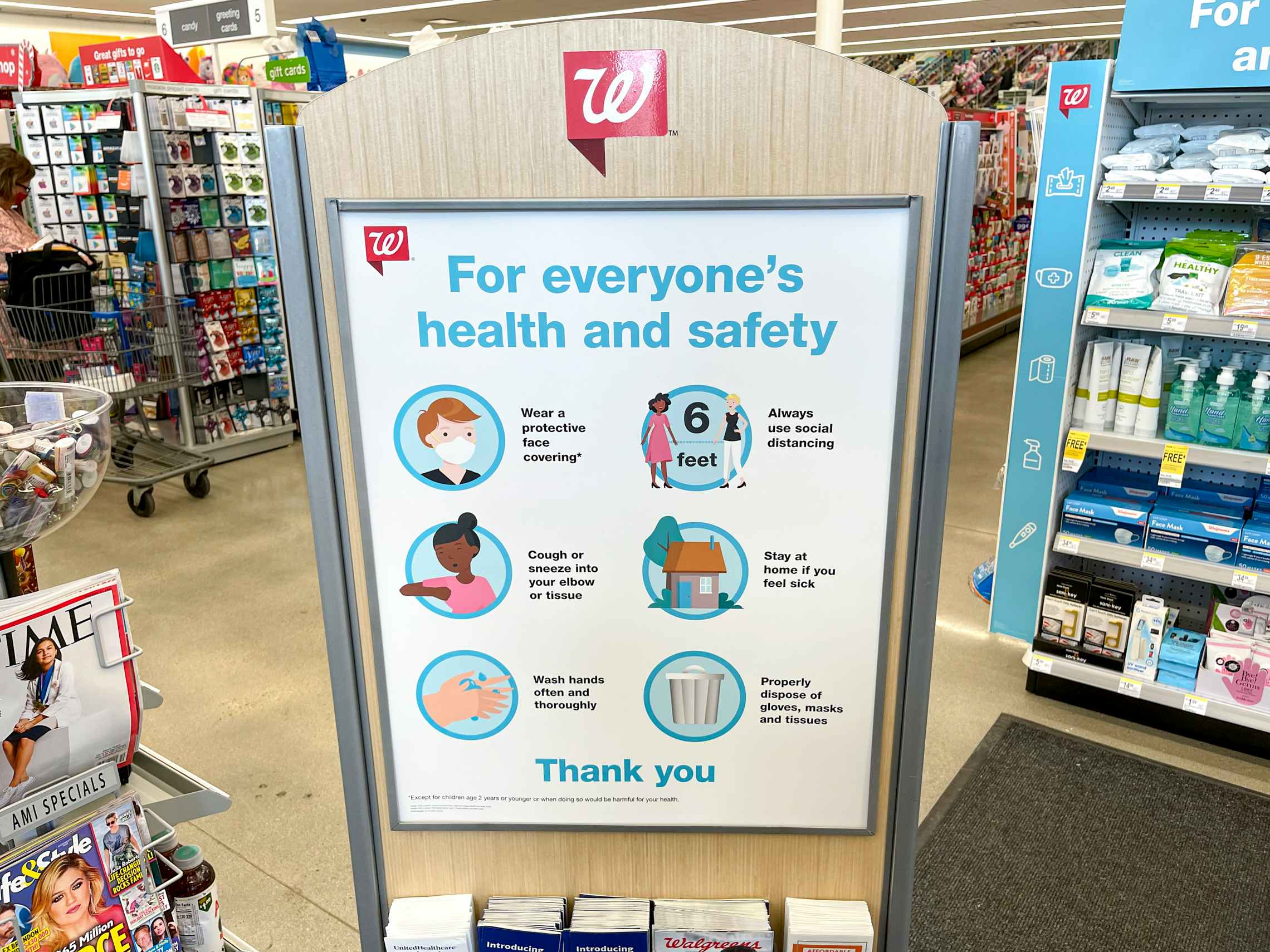 Walgreens covid safety sign.