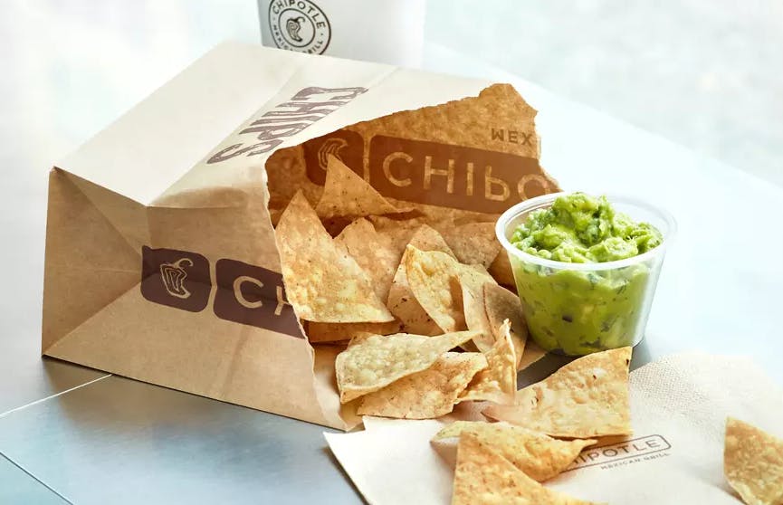 chipotle bag of chips and guacamole