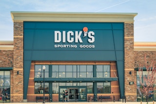 Exterior of Dicks Sporting Goods, a chain of retail stores in over 600 locations.