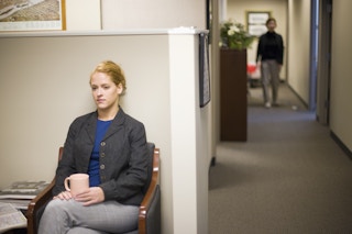 woman waiting in office