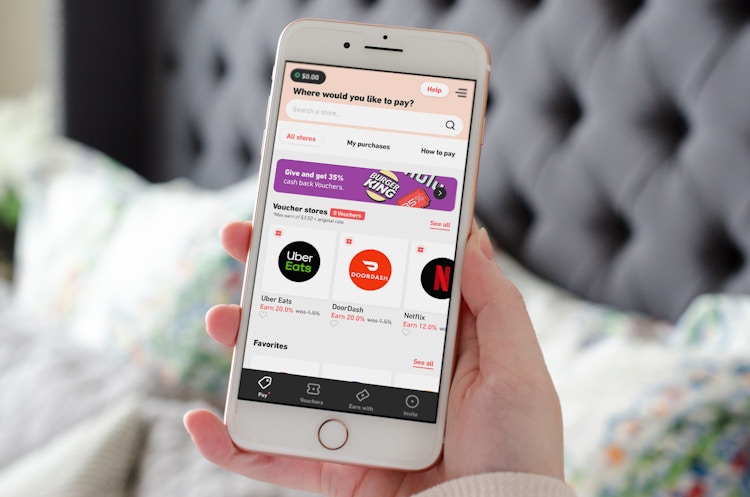 Cell phone with Fluz app open