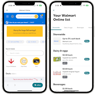 The ibotta app linked to a walmart account.