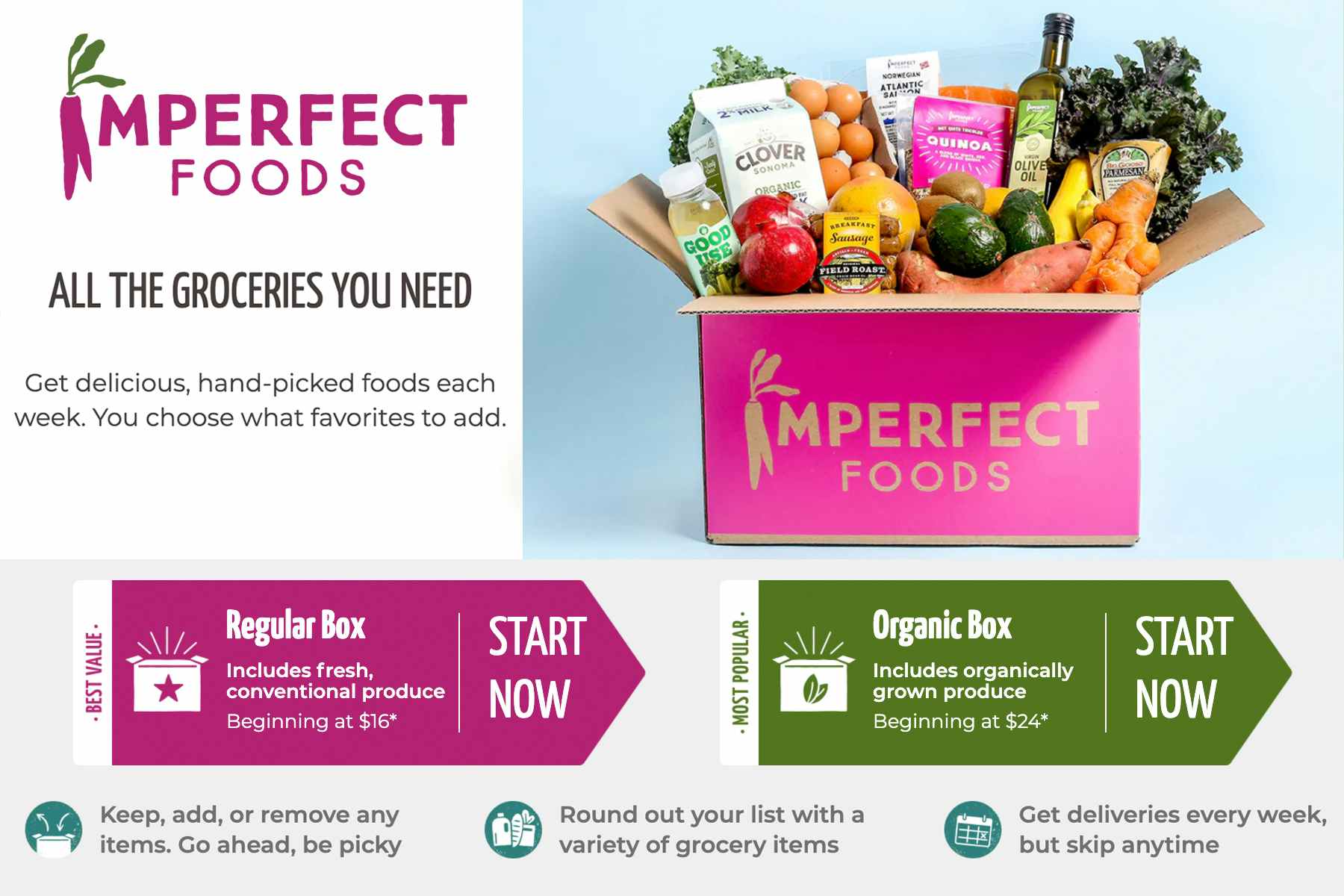 Imperfect Foods website homepage.