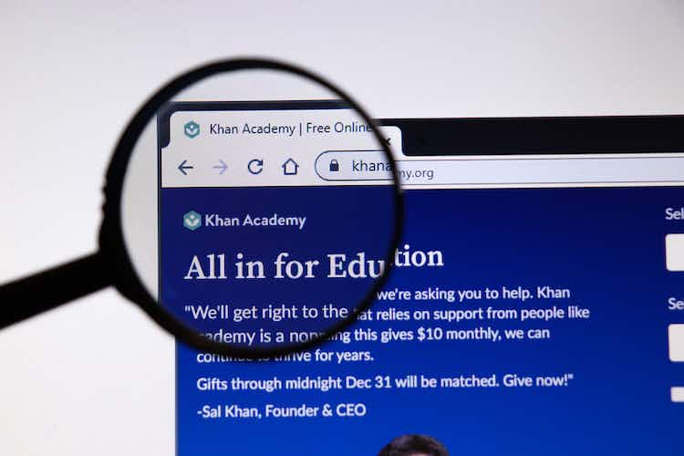 The Khan Academy website is displayed on a web browser