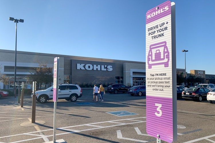 Kohls store drive up order pickup sign