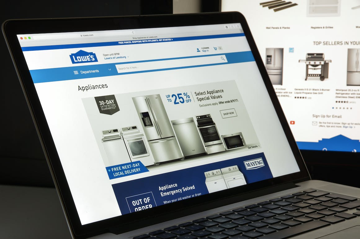 Lowe's online shopping with computer