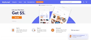 Screen shot of Mercari website