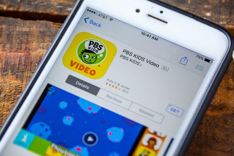 A smart phone displays a download page for the PBS Kids Games app