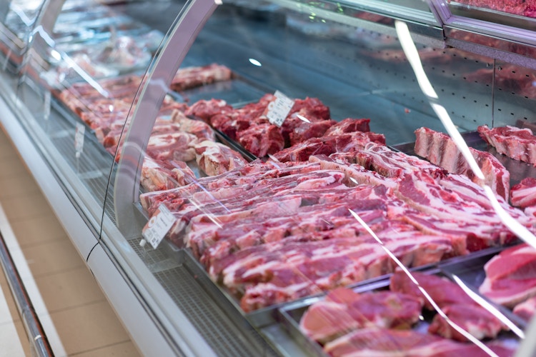 raw meat in a warehouse