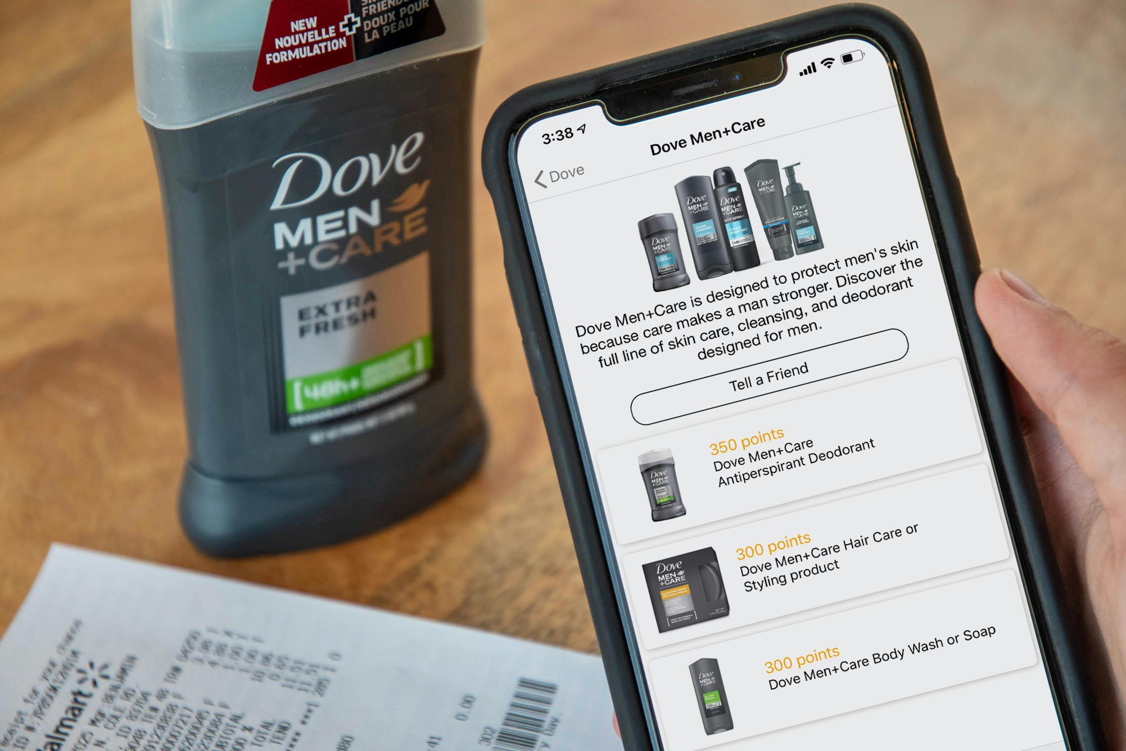 Dove men+care deodorant deal in the Fetch Rewards app.