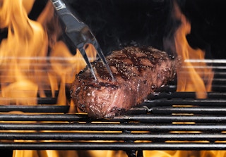 hickory farms steak on a fire grill