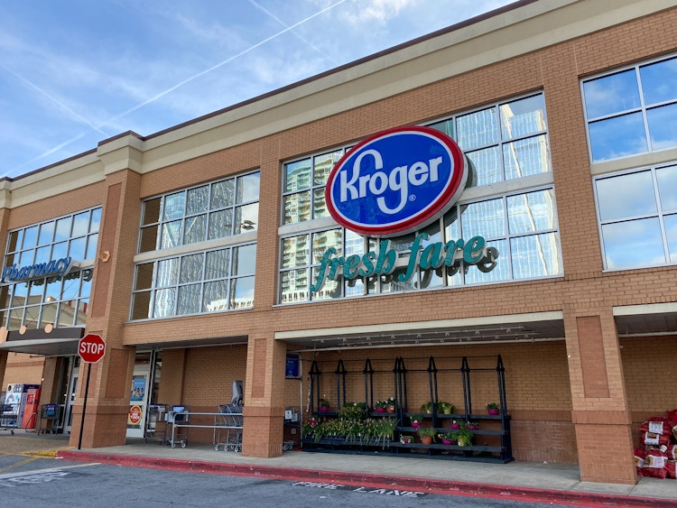 The exterior of a Kroger store