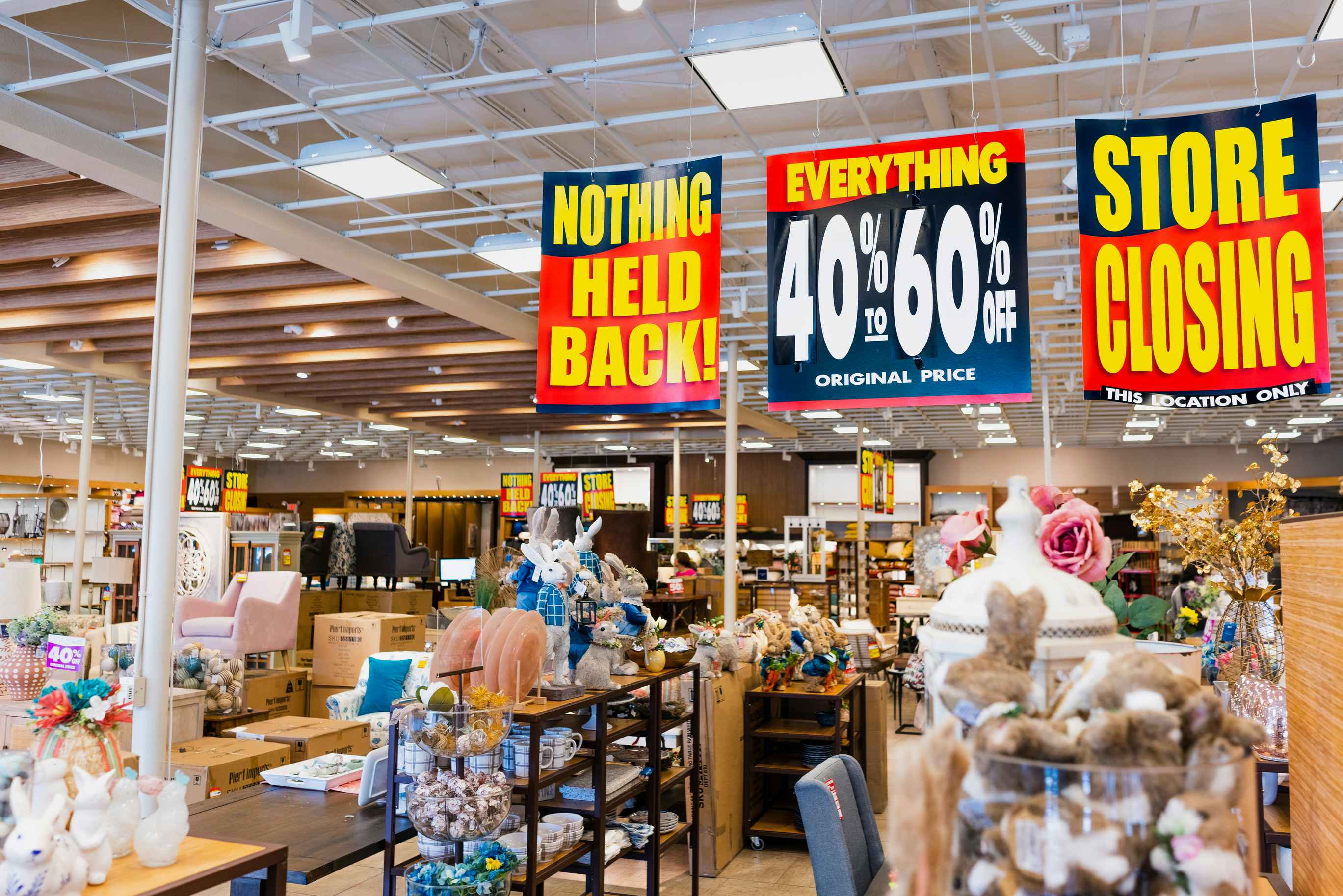 pier 1 liquidation closeout sale inside of the store