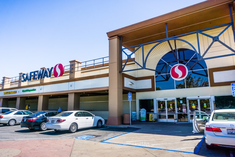 The parking lot of a Safeway store
