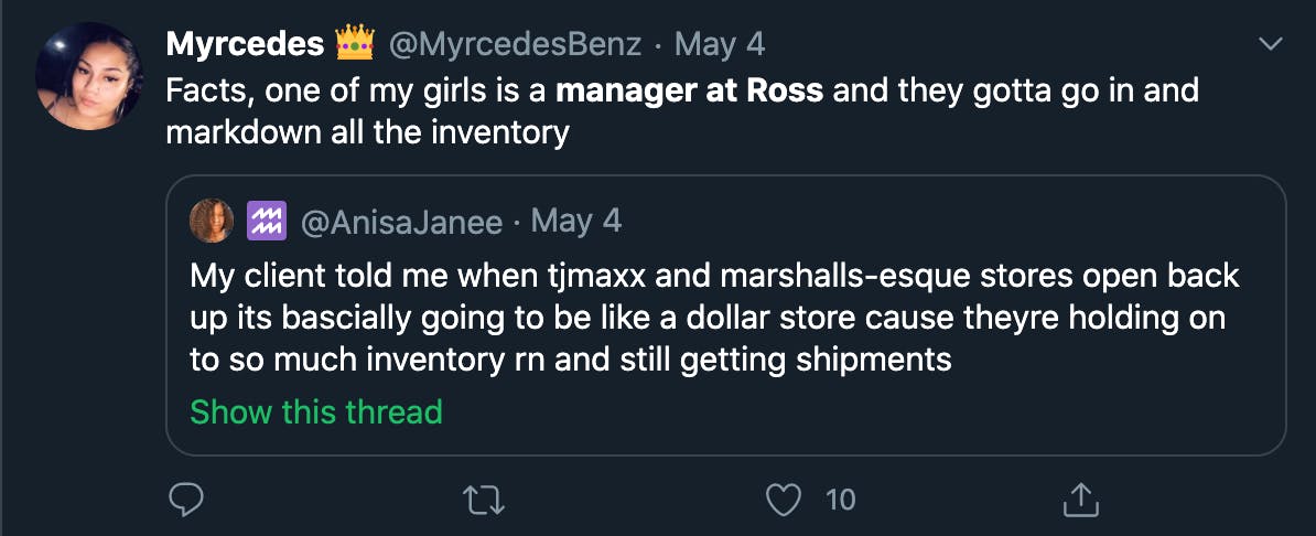 twitter chatter about ross discounts