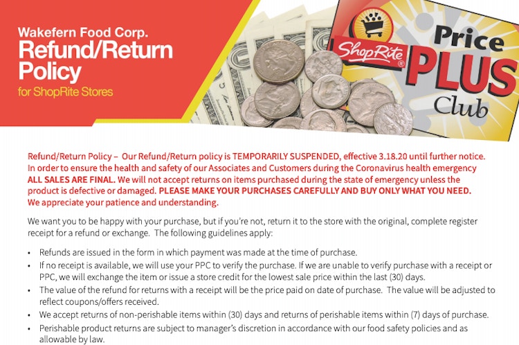 shoprite return policy