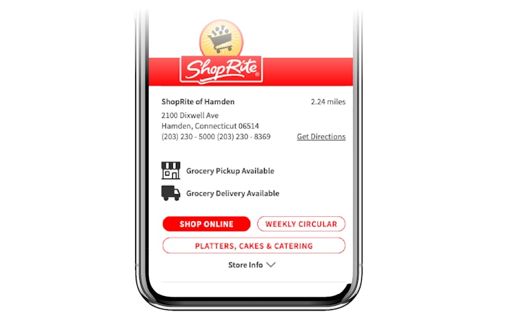phone screen showing shoprite app with shoprite of hamden connecticut selected 