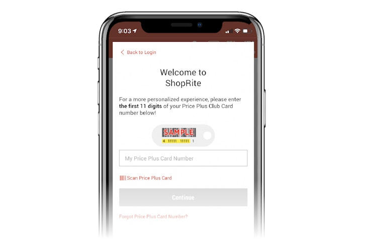 phone screen reads welcome to shoprite and asks users to enter their rewards number