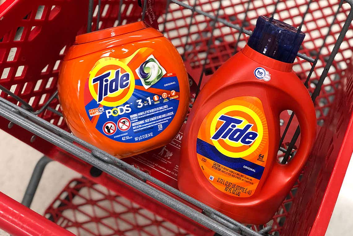 laundry detergent in cart