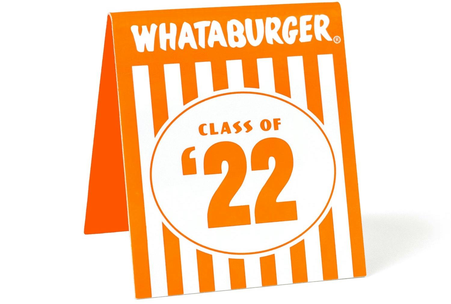 Whataburger table tent for the Class of 2022