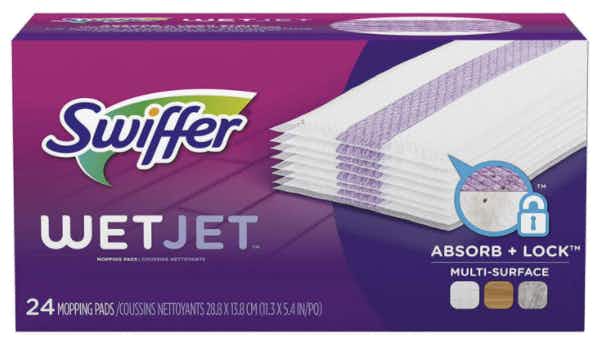 A box of Swiffer WetJet refills.