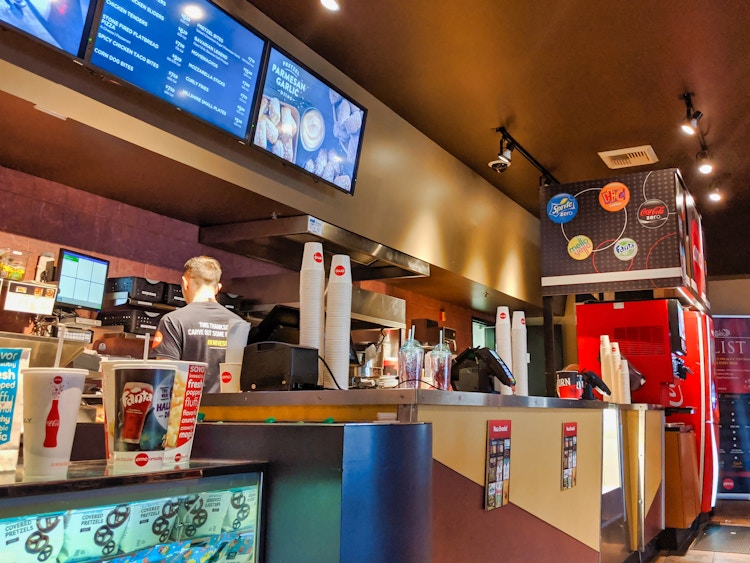 AMC concessions counter inside the theater