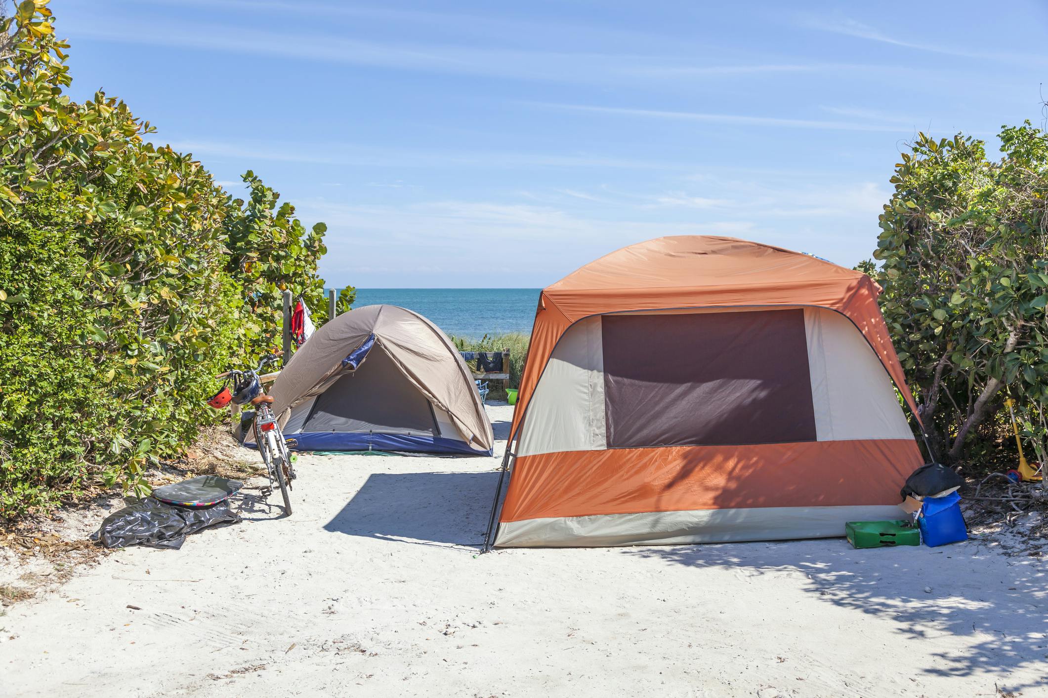 Camping at the beach in Bahia Honda state park. Florida Keys, United States