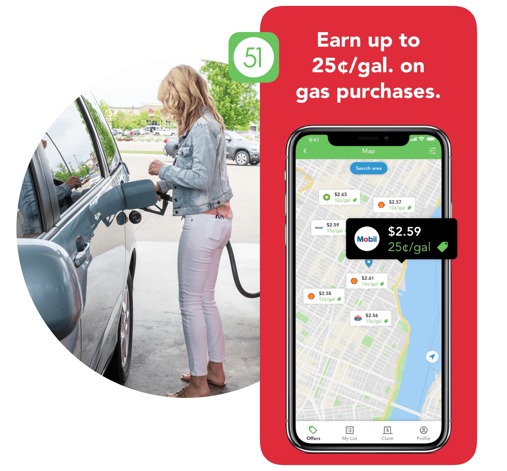 checkout 51 app gas rewards graphic