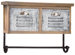 kohls Farmhouse Rustic Wood & Metal Wall Shelf stock image 2020