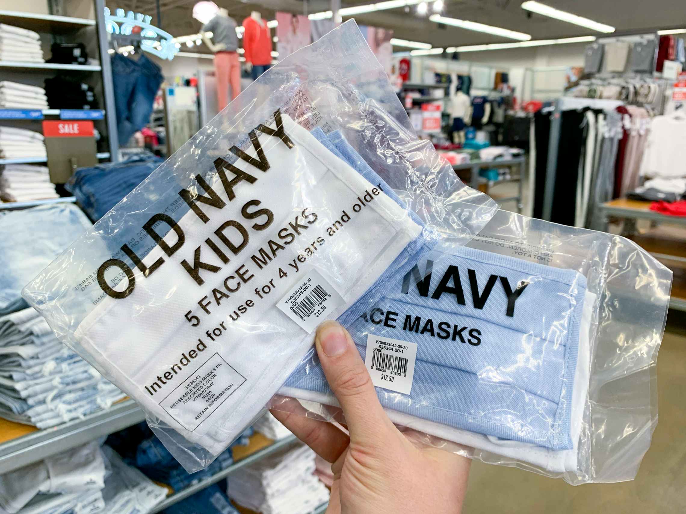 Old Navy fabric face masks in store.