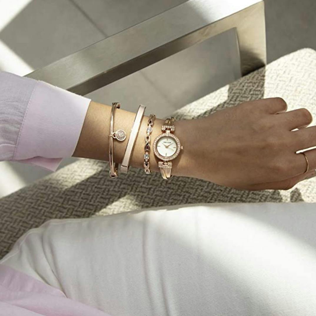Anne Klein Crystal Bezel Bracelet Watch, 34mm | Nordstromrack