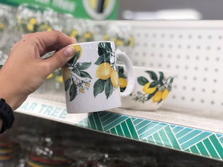 someone holding mug at dollar tree