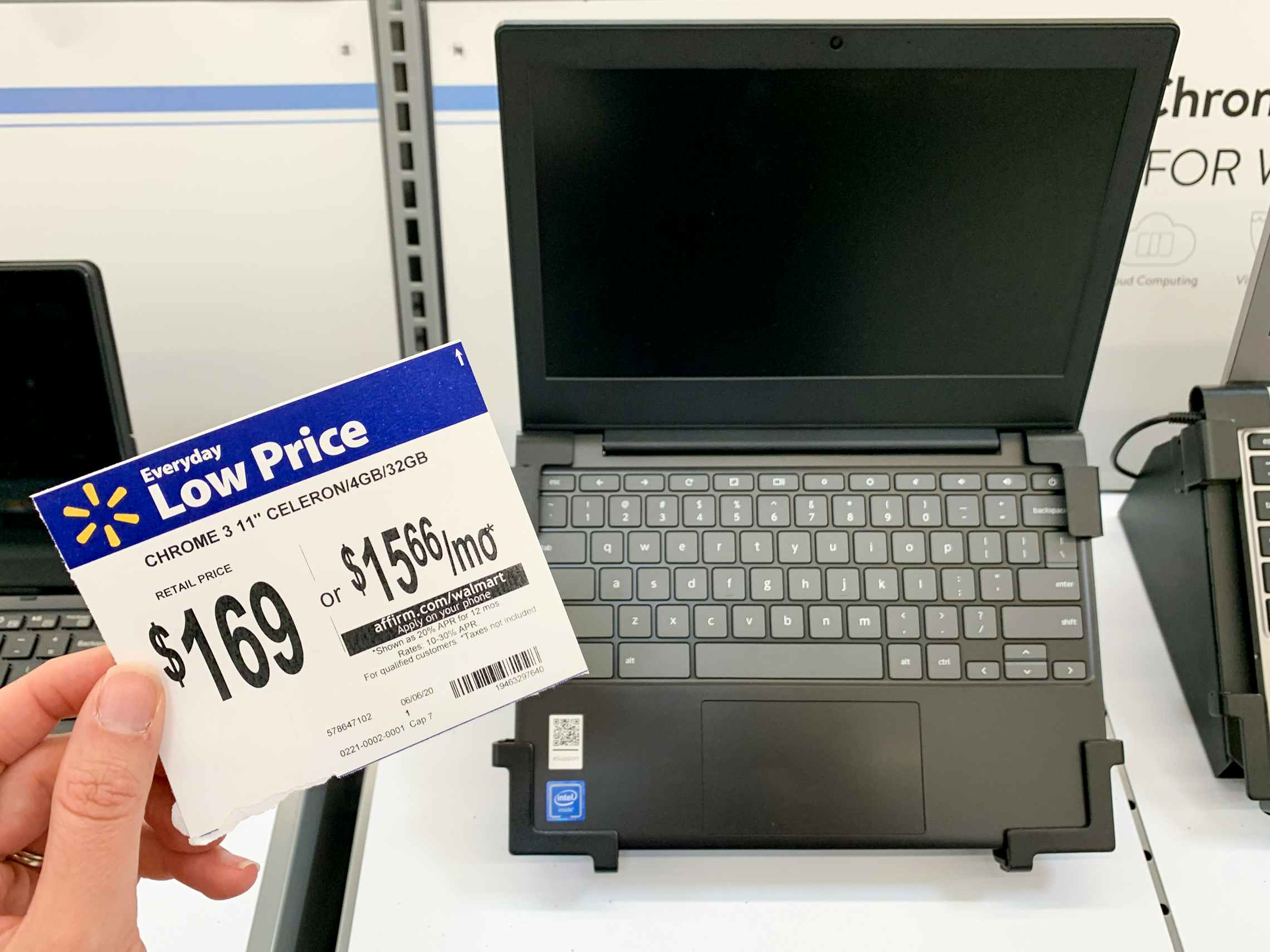 Laptop with sales price tag
