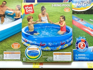 play day 3-ring pool for $7.97 on walmart store shelf