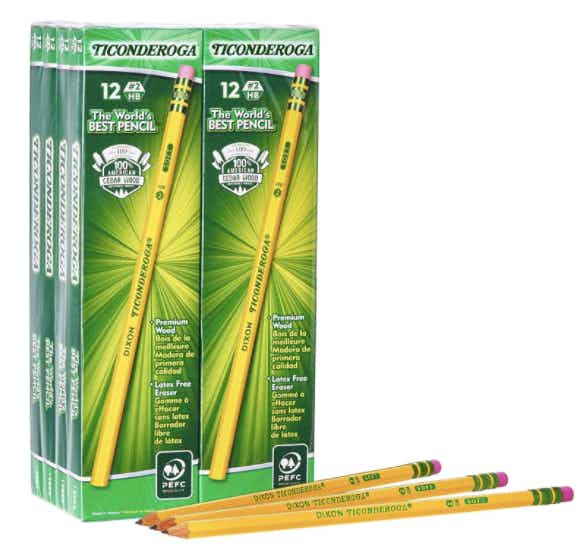 A 96 pack of yellow Ticonderoga pencils
