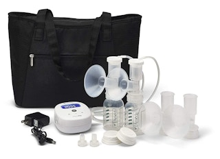 An Ameda Mya Joy breast pump on a white background.